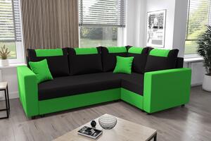 SANVI PLUS sarok ülőgarnitúra karfákkal - zöld / fekete, jobbos