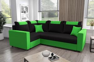SANVI PLUS sarok ülőgarnitúra karfákkal - zöld / fekete