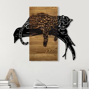 Leopard Fa fali dekoráció 66x3x58 Dió Fekete
