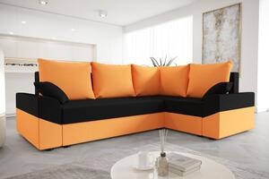 DAGMAR tágas és modern ülőgarnitúra - narancssárga / fekete, jobbos