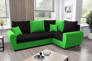 FLORIANA PLUS elegáns ülőgarnitúra - fekete / zöld, jobbos