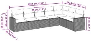 VidaXL 7 részes szürke polyrattan kerti ülőgarnitúra párnákkal