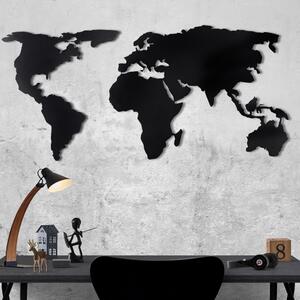 World Map Silhouette Fali fém dekoráció 120x60 Fekete