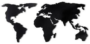 World Map Silhouette XL - Black Fali fém dekoráció 170x85 Fekete