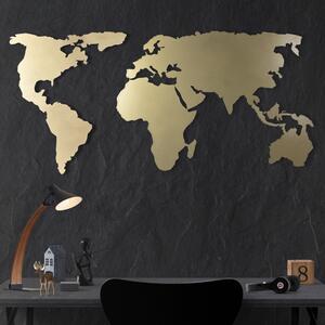 World Map Silhouette - Gold Fali fém dekoráció 120x60 Arany