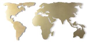 World Map Silhouette - Gold Fali fém dekoráció 120x60 Arany