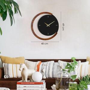 Moon Time Wooden Metal Wall Clock - APS117 Dekoratív fém falióra 48x48 Fekete-Dió