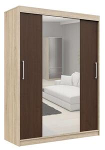 Tolóajtós Szekrény tükörrel P200_150 - sonoma-wenge