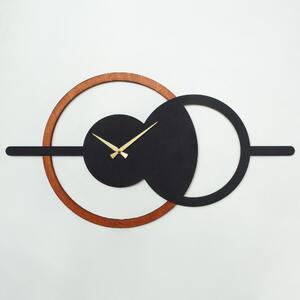 Geometric Wooden Metal Wall Clock - APS116 Dekoratív fém falióra 90x49 Fekete-Dió