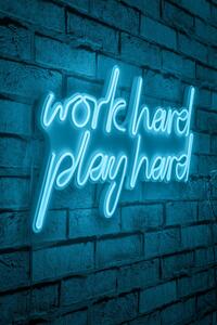 Work Hard Play Hard - Blue Dekoratív műanyag LED világítás 55x2x36 Kék