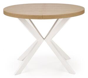 Asztal Houston 1495, Arany tölgy, Fehér, 75cm, Hosszabbíthatóság, Laminált forgácslap, Fém