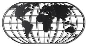 World Map Globe Led - Black Fali fém dekoráció 120x60 Fekete