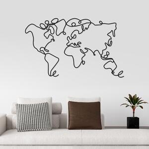 World Map Fali fém dekoráció 120x2x70 Fekete