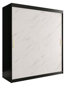 Szekrény Hartford 249, Fehér márvány, Matt fekete, 200x180x62cm, Szekrényajtók: Tolóajtók