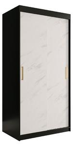 Szekrény Hartford 246, Fehér márvány, Matt fekete, 200x100x62cm, Szekrényajtók: Tolóajtók