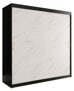 Szekrény Hartford 250, Fehér márvány, Matt fekete, 200x200x62cm, Szekrényajtók: Tolóajtók