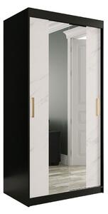 Szekrény Hartford 252, Fehér márvány, Matt fekete, 200x100x62cm, Szekrényajtók: Tolóajtók