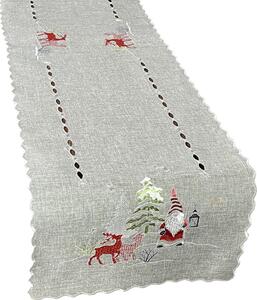 Szürke karácsonyi stóla manó és rénszarvas hímzéssel Szélesség: 40 cm | Hosszúság: 85 cm