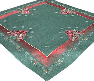 Karácsonyi zöld négyzet alakú hímzett asztalterítő Šířka: 85 cm | Délka: 85 cm