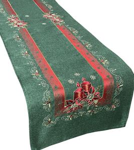 Karácsonyi zöld hímzett asztali futó Szélesség: 40 cm | Hosszúság: 85 cm