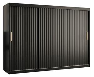 Gardróbszekrény Hartford 336, Közepes sűrűségű farostlemez, Laminált forgácslap, 200x250x62cm, Fekete
