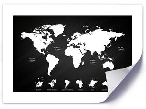 Poszter Kontrasztos világtérkép és kontinensek A keret színe: Keret nélkül, Méretek: 30 x 20 cm