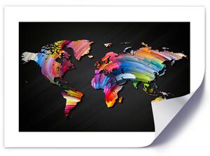 Poszter Világtérkép különbözo színekben A keret színe: Keret nélkül, Méretek: 30 x 20 cm