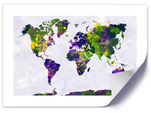 Poszter Festett világtérkép A keret színe: Keret nélkül, Méretek: 30 x 20 cm
