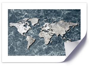 Poszter Világtérkép márványon A keret színe: Keret nélkül, Méretek: 30 x 20 cm