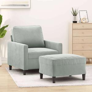 VidaXL világosszürke bársony kanapéfotel lábtartóval 60 cm