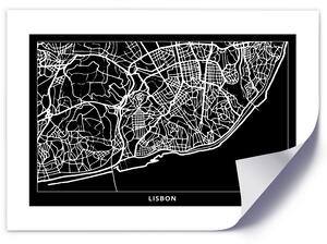Poszter Városterv Lisszabon A keret színe: Keret nélkül, Méretek: 30 x 20 cm