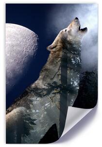 Gario Poszter Farkas üvölt a holdra A keret színe: Keret nélkül, Méret: 30 x 45 cm