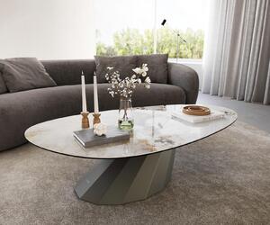 DELIFE Dohányzóasztal Edge ovális 140x75 cm kerámia Minas Melange Parabi fém titán színű hatású