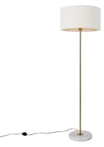 Modern sárgaréz állólámpa ernyős fehér 50cm - Kaso