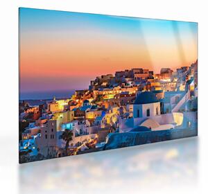 Kép - Santorini alkonyatkor (üvegen) (70x50 cm)