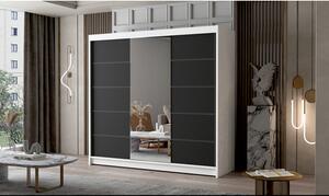Nagy szekrény PALERMO VI 200 cm Fekete / Fehér