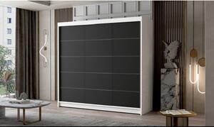 Nagy szekrény PALERMO VII 200 cm Fehér / Fekete