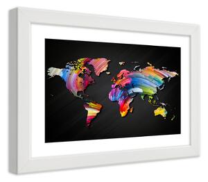 Gario Poszter Világtérkép különbözo színekben A keret színe: Barna, Méret: 30 x 20 cm