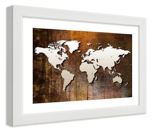 Gario Poszter Világtérkép fára A keret színe: Keret nélkül, Méret: 30 x 20 cm