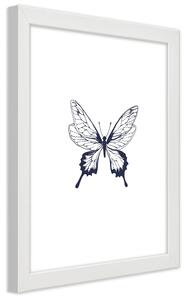Poszter rajzolt pillangó A keret színe: Fehér, Méretek: 20 x 30 cm