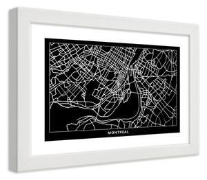 Gario Poszter City plan montreal A keret színe: Barna, Méret: 45 x 30 cm