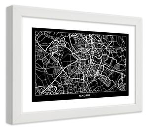 Poszter Madrid városterve A keret színe: Fehér, Méretek: 30 x 20 cm