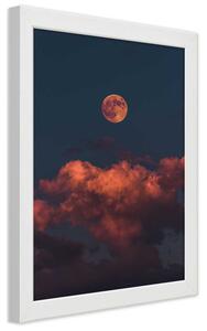 Poszter Rózsaszín felhok és a Hold A keret színe: Fehér, Méretek: 20 x 30 cm