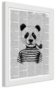 Poszter Panda pipával A keret színe: Fehér, Méretek: 20 x 30 cm