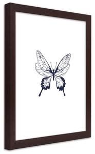 Gario Poszter rajzolt pillangó A keret színe: Barna, Méret: 30 x 45 cm