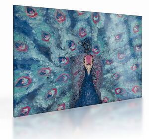 Egy festett páva képe (üvegen) (70x50 cm)