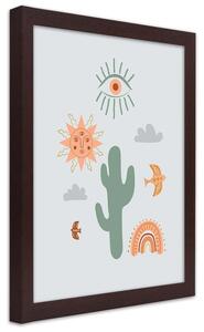 Gario Poszter Varázslatos kaktusz A keret színe: Barna, Méret: 30 x 45 cm