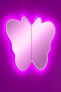 Butterfly Silver Tükör LED -es világítással 57x50 Rózsaszín