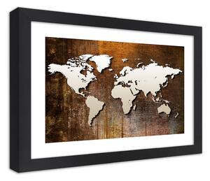 Gario Poszter Világtérkép fára A keret színe: Fekete, Méret: 30 x 20 cm