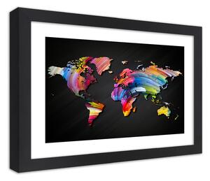 Gario Poszter Világtérkép különbözo színekben A keret színe: Fekete, Méret: 30 x 20 cm